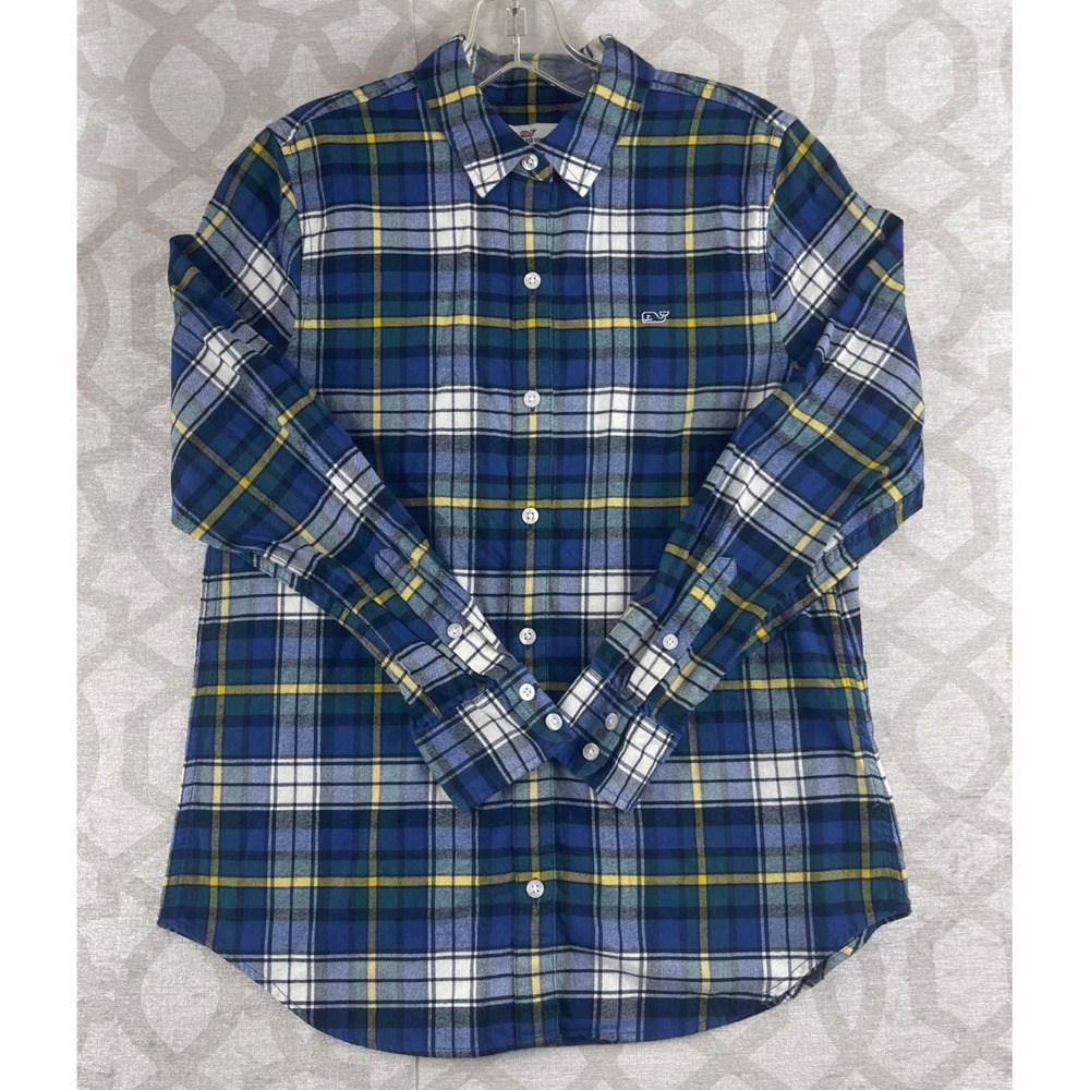 Vineyard Vines Womens 0 Relaxed Fit Plaid‎ Flannel Button Up Shirt